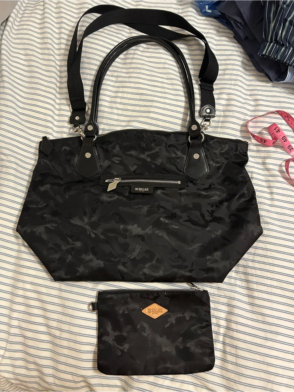 MZ Wallace Black Camouflage Nylon Chelsea Tote- EUC - Picture 1 of 10
